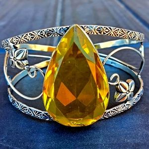 New Citrine 925 Silver Cuff Bracelet.